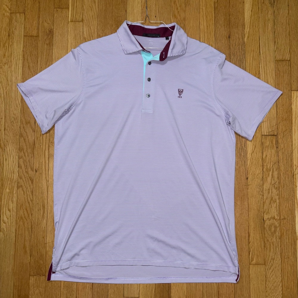 Greyson Wilshire Country Club Polo Mens XL Purple Stripe Performance Golf Shirt
